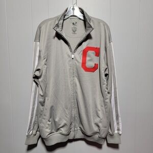 Dynasty Cleveland Guardians Track Jacket Gray Full‎ Zip Athletic Mens Size L